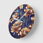 Horloge Ronde Fleurs d'or (Angle)