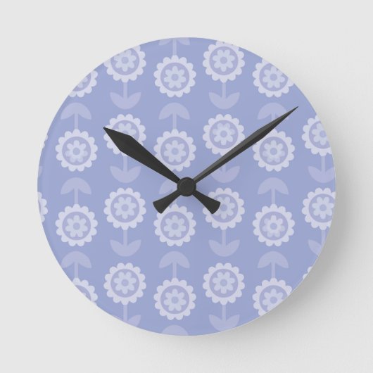 Horloge Ronde Fleurs florales violettes d'art motif Abstrait (Recto)