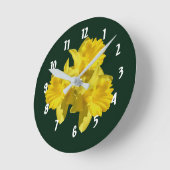 Horloge Ronde Fleurs jonquilles jaunes (Angle)