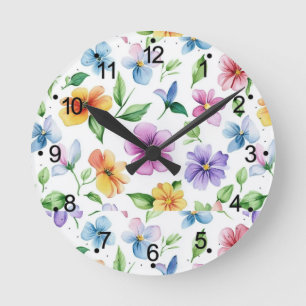 Horloge Ronde Fleurs Motif Floral Sublimation-95652