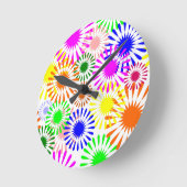 Horloge Ronde Fleurs multicolores (Angle)