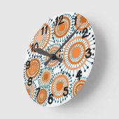 Horloge Ronde Fleurs orange (Angle)