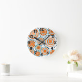 Horloge Ronde Fleurs orange (Maison)