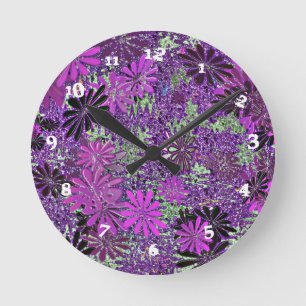 Horloge Ronde Fleurs peintes