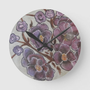 Horloge Ronde Fleurs peintes Frida Kahlo