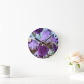 Horloge Ronde Fleurs pourpres d'iris (Maison)
