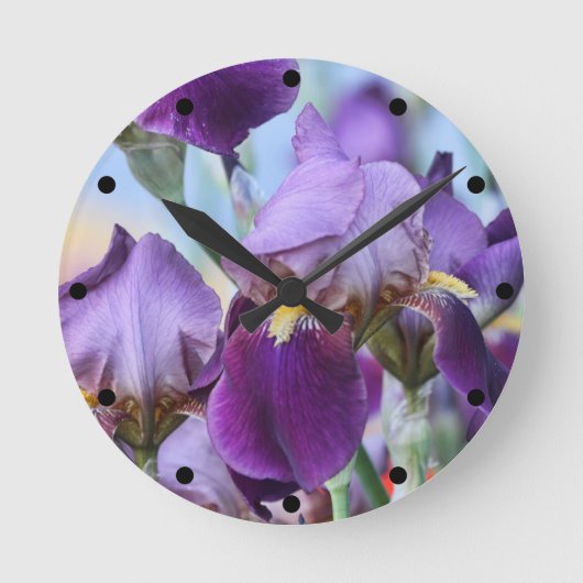 Horloge Ronde Fleurs pourpres d'iris (Recto)