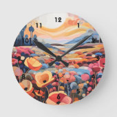 Horloge Ronde Fleurs rétro Abstraites (Recto)