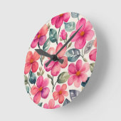 Horloge Ronde Fleurs roses (Angle)