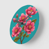 Horloge Ronde Fleurs roses (Angle)