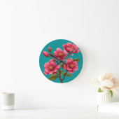 Horloge Ronde Fleurs roses (Maison)