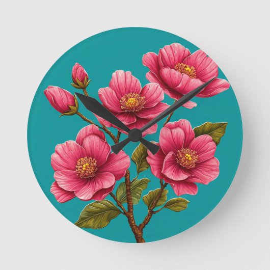 Horloge Ronde Fleurs roses (Recto)