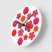 Horloge Ronde Fleurs roses et orange chaudes  (Angle)