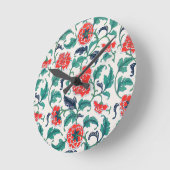 Horloge Ronde Fleurs rouges (Angle)