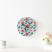 Horloge Ronde Fleurs rouges (Maison)