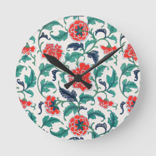 Horloge Ronde Fleurs rouges