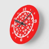 Horloge Ronde Fleurs rouges et blanches (Angle)