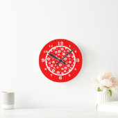 Horloge Ronde Fleurs rouges et blanches (Maison)