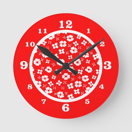 Horloge Ronde Fleurs rouges et blanches (Recto)