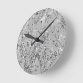 Horloge Ronde Fleurs sauvages blancs gris Abstraits modernes (Angle)