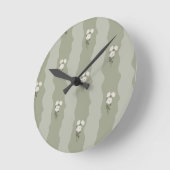 Horloge Ronde Fleurs Vertes Douces (Angle)