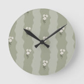 Horloge Ronde Fleurs Vertes Douces (Recto)