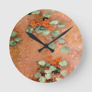Horloge Ronde fleurs vintage G. Caillebotte Capucines