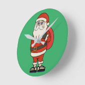 Horloge Ronde Flip Flops de Noël du Père Noël (Angle)