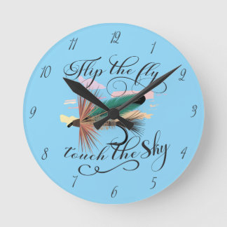 Horloge Ronde Flip The Fly, Touch The Sky Dry Fly