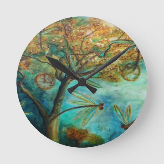 Horloge Ronde Flirt de libellule (Recto)