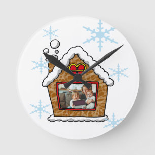 Horloge Ronde Flocons de neige de maison en pain d'épices person