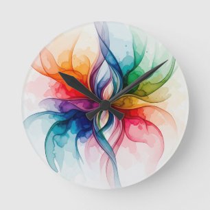 Horloge Ronde Floraison d'aquarelle vive - Art Floral Abstrait
