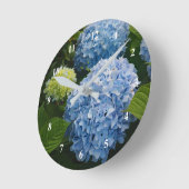 Horloge Ronde Floral Blue Hydrangea Photo (Angle)