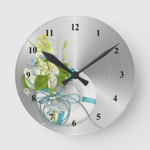 Horloge Ronde Floral Coastal