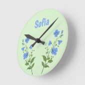 Horloge Ronde Floral daisy modern personalized cute elegant blue (Angle)