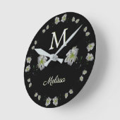 Horloge Ronde Floral de Lilies blanches élégantes (Angle)