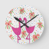 Horloge Ronde Floral Flamingo Fiesta (Recto)