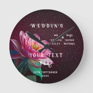 Horloge Ronde Floral Lotus Mariage Suite Starry Night Romance
