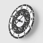 Horloge Ronde Floral noir et blanc décoratif (Angle)