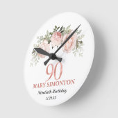Horloge Ronde Floral or rose pâle 90e anniversaire (Angle)