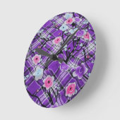 Horloge Ronde Floral pourpre (Angle)