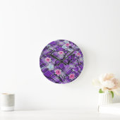 Horloge Ronde Floral pourpre (Maison)