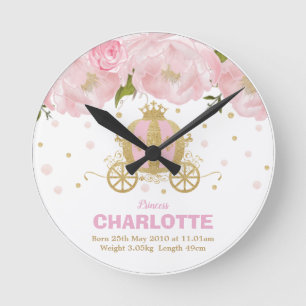 Horloge Ronde Floral rose or princesse Carrie statistiques de na