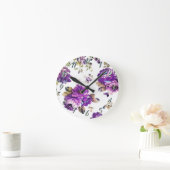 Horloge Ronde Floral Violet Motif (Maison)