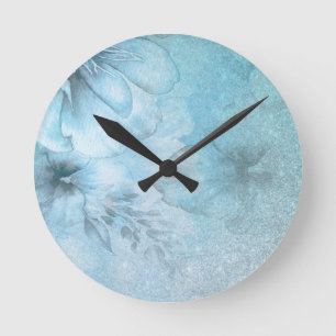 Horloge Ronde *~* Floral Watercolor Turquoise Celestial Glitter