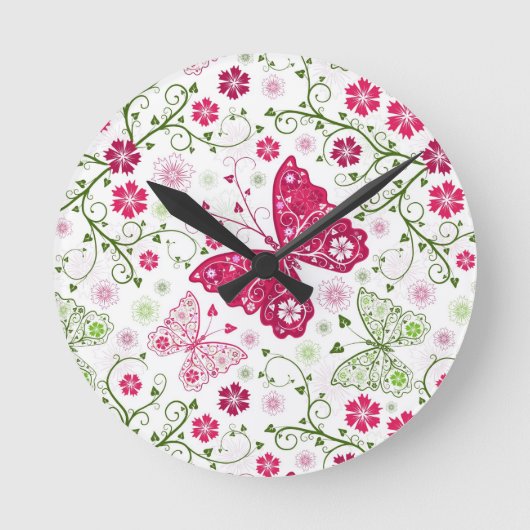 Horloge Ronde Floral White Pattern (Recto)