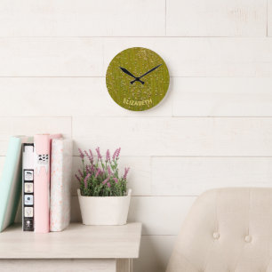 Horloge Ronde Flore verte multicolore personnalisée