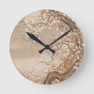 Horloge Ronde Flores de prunes japonaises