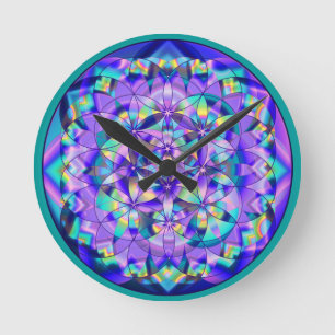Horloge Ronde Flower of Life Blue-clock Round Clock