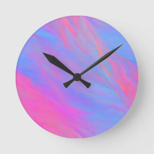 Horloge Ronde Flux Abstrait d'encre néon